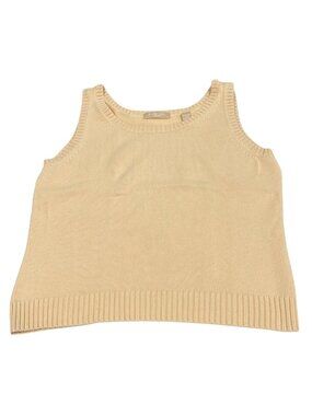 Vintage 90s Kate Hill Knit Tank Top PL Yellow Minimalist Layers Y2K Grannycore